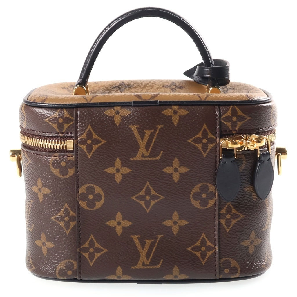 LOUIS VUITTON(ルイヴィトン) モノグラムリバース ヴァニティNV PM 2WAYハンドバッグ ショルダーバッグ チェーンバッグ ブラウン×ブラック レザー×PVC M45165 ゴールド金具 レディース