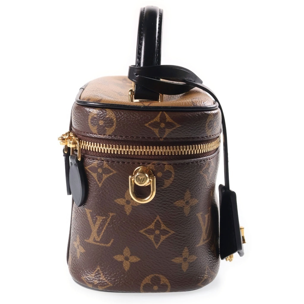 LOUIS VUITTON(ルイヴィトン) モノグラムリバース ヴァニティNV PM 2WAYハンドバッグ ショルダーバッグ チェーンバッグ ブラウン×ブラック レザー×PVC M45165 ゴールド金具 レディース