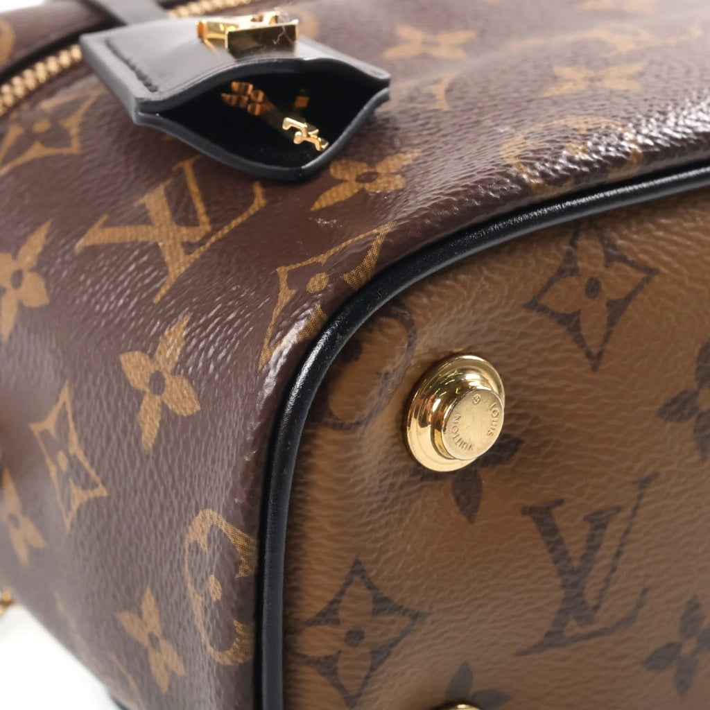LOUIS VUITTON(ルイヴィトン) モノグラムリバース ヴァニティNV PM 2WAYハンドバッグ ショルダーバッグ チェーンバッグ ブラウン×ブラック レザー×PVC M45165 ゴールド金具 レディース