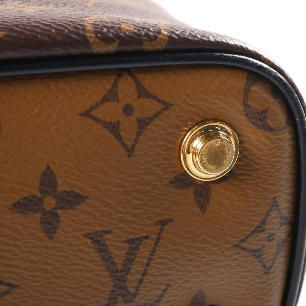 LOUIS VUITTON(ルイヴィトン) モノグラムリバース ヴァニティNV PM 2WAYハンドバッグ ショルダーバッグ チェーンバッグ ブラウン×ブラック レザー×PVC M45165 ゴールド金具 レディース