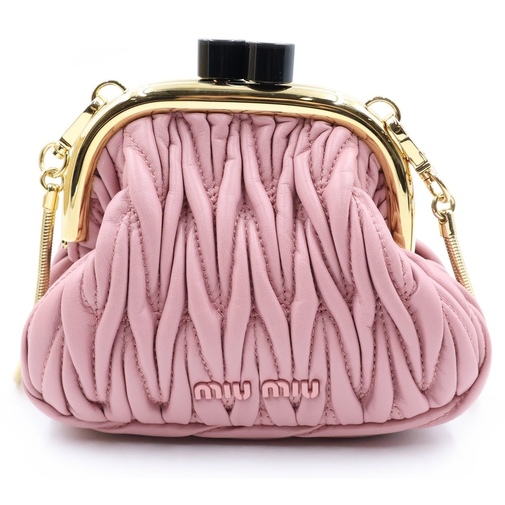 miumiu(ミュウミュウ) ベル ミニバック ショルダーバック マテラッセ ナッパレザー ピンク レディース