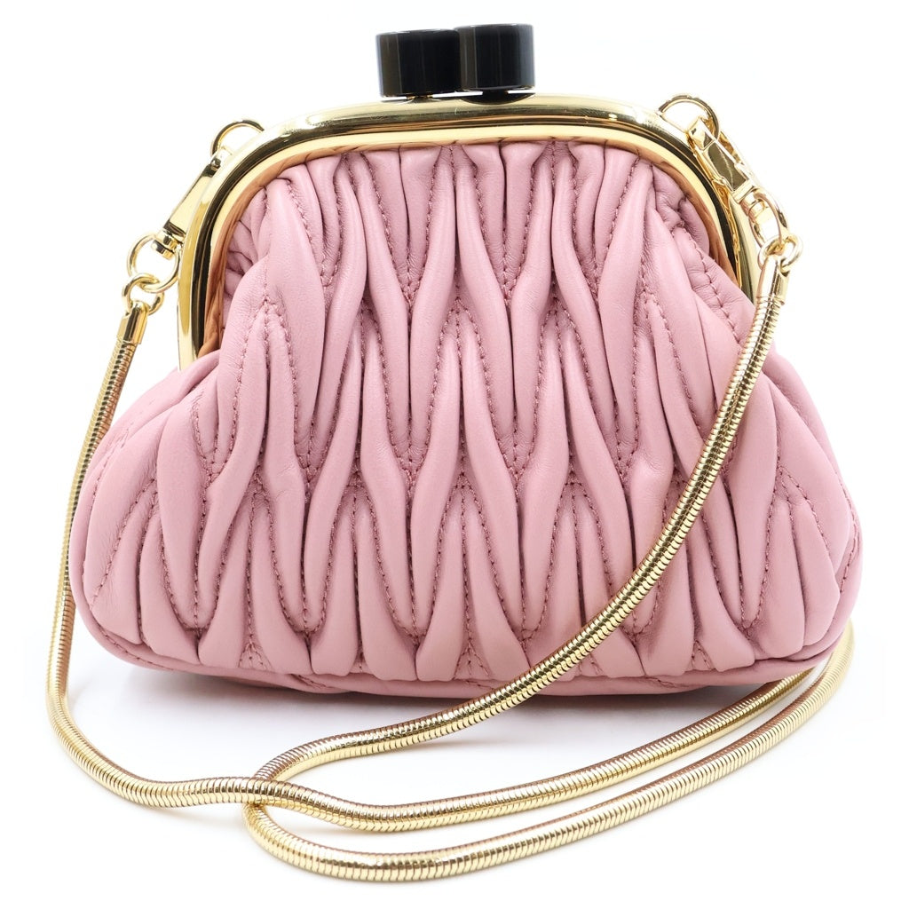 miumiu(ミュウミュウ) ベル ミニバック ショルダーバック マテラッセ ナッパレザー ピンク レディース