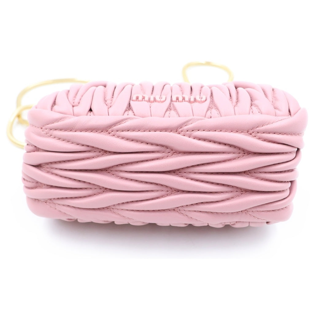 miumiu(ミュウミュウ) ベル ミニバック ショルダーバック マテラッセ ナッパレザー ピンク レディース