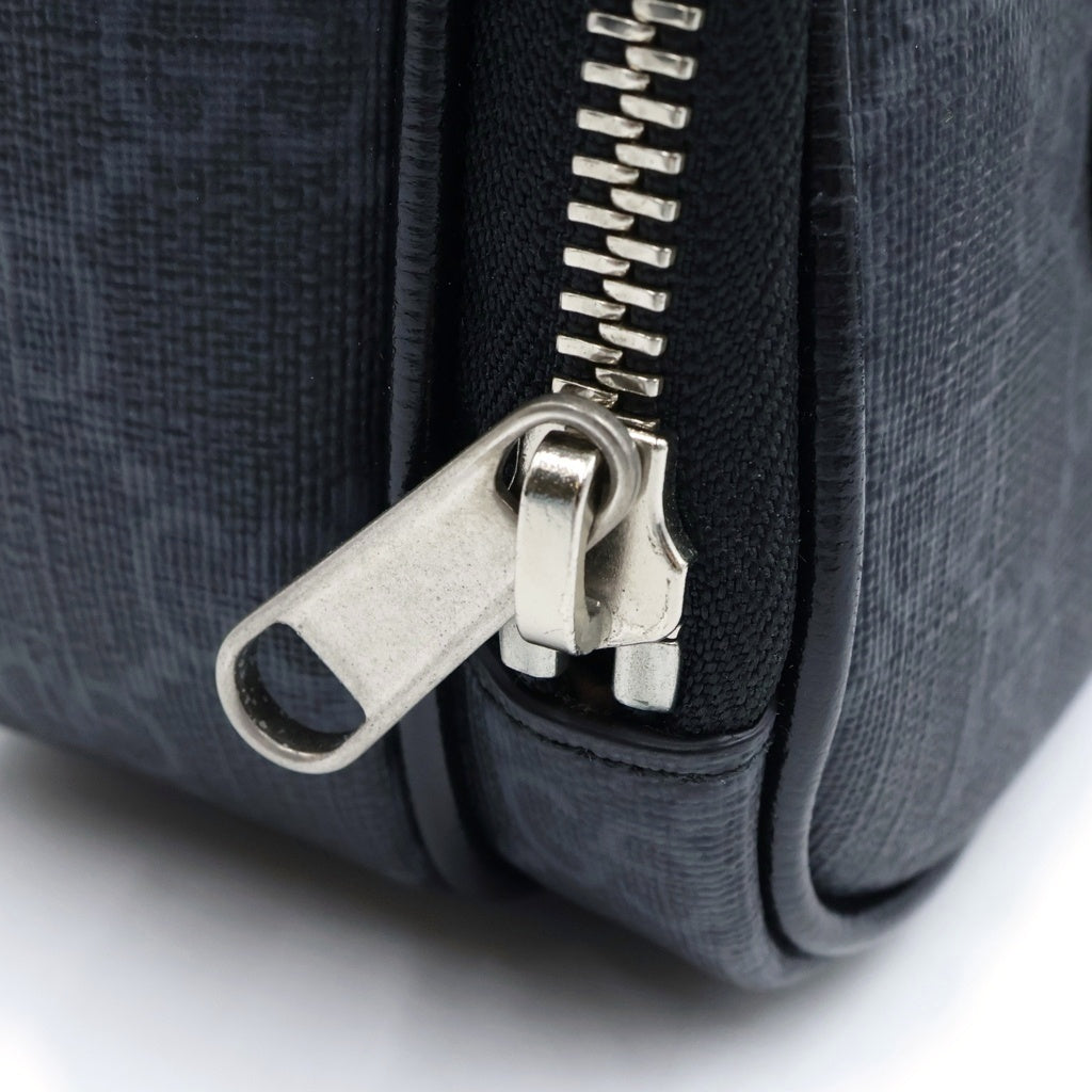 GUCCI(グッチ) インターロッキングG ミニショルダーバッグ ブラック レザー×PVC 672952 シルバー金具