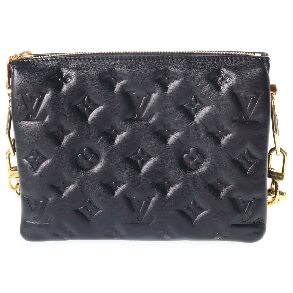 LOUIS VUITTON(ルイヴィトン) エンボス クッサンBB チェーンハンドバッグ ブラック レザー M21259 ゴールド金具 レディース