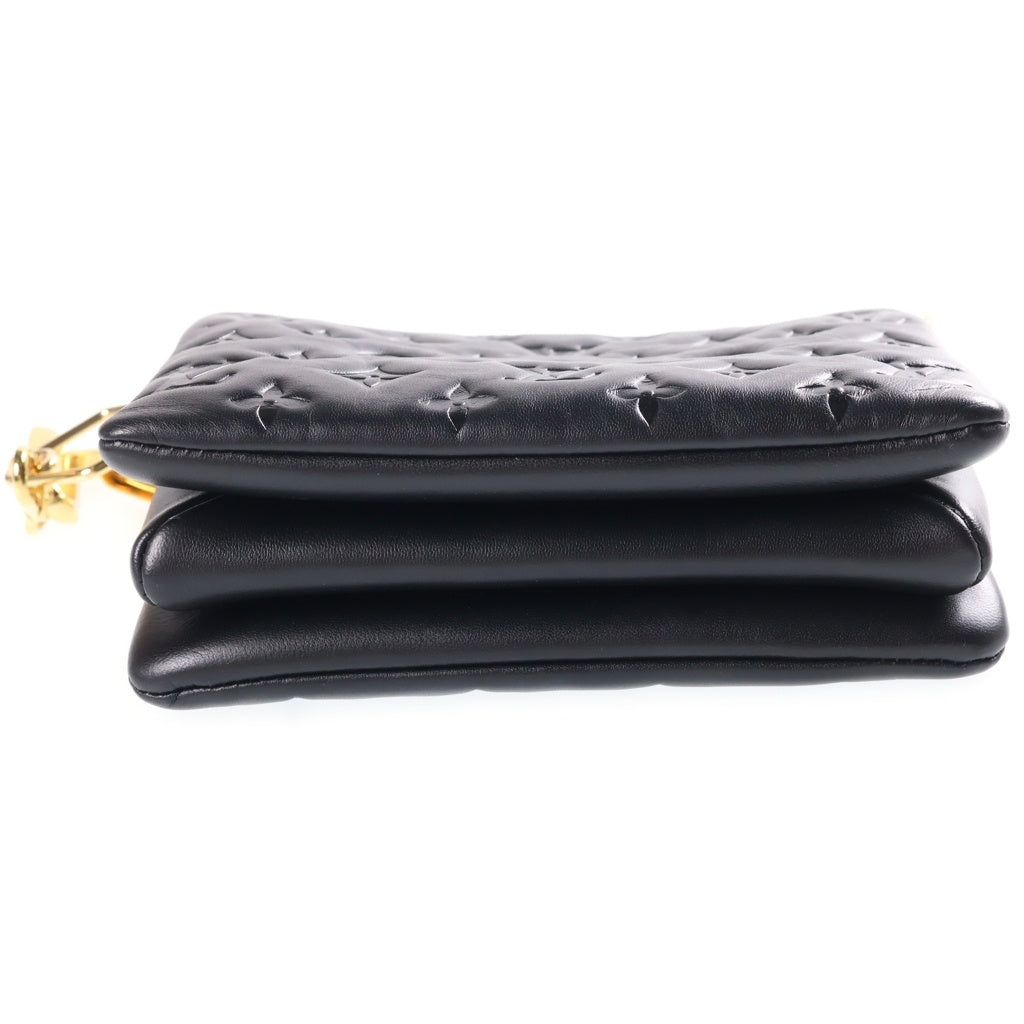 LOUIS VUITTON(ルイヴィトン) エンボス クッサンBB チェーンハンドバッグ ブラック レザー M21259 ゴールド金具 レディース