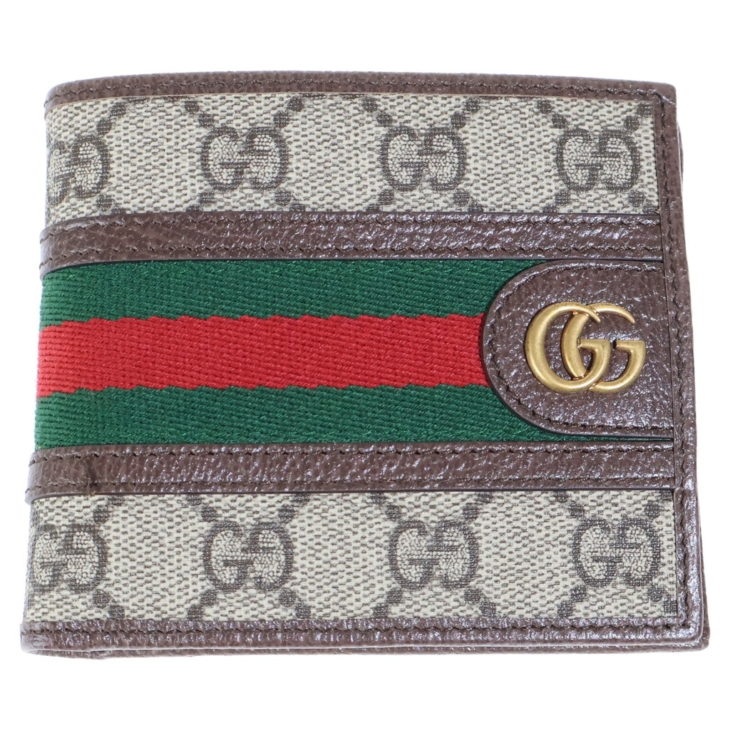 GUCCI(グッチ) GGスプリーム オフィディア 二つ折り財布 ブラウン ベージュ PVC 597609