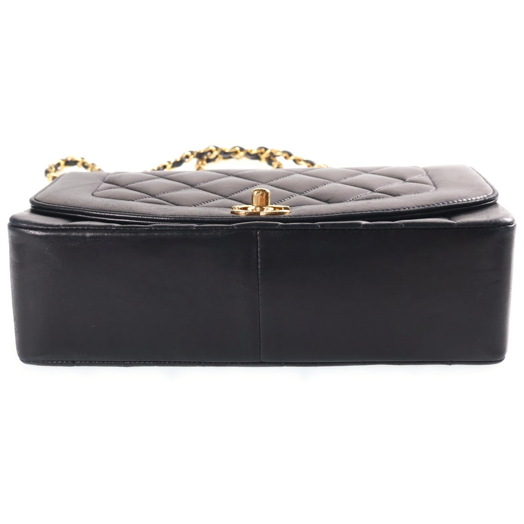 CHANEL(シャネル) ダイアナ25 マトラッセ チェーンショルダーバッグ ブラック ラムスキン ゴールド金具 シール有 2番台 A01165 レディース