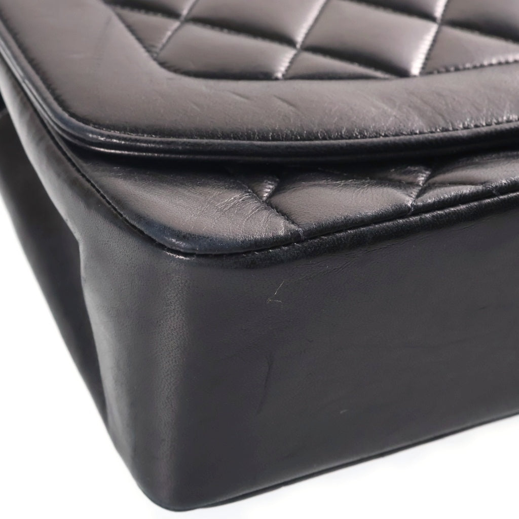 CHANEL(シャネル) ダイアナ25 マトラッセ チェーンショルダーバッグ ブラック ラムスキン ゴールド金具 シール有 2番台 A01165 レディース