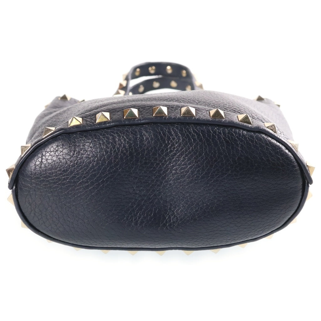 VALENTINO(ヴァレンティノ) ロックスタッズ 2WAYハンドバッグ ショルダーバッグ ブラック レザー ゴールド金具 レディース