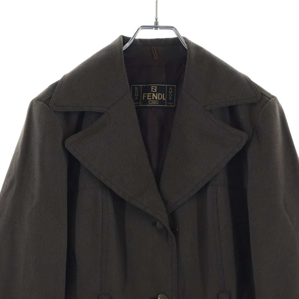 FENDI(フェンディ) 裾ロゴ トレンチコート ライトアウター ジャケット ブラウン 24.533459