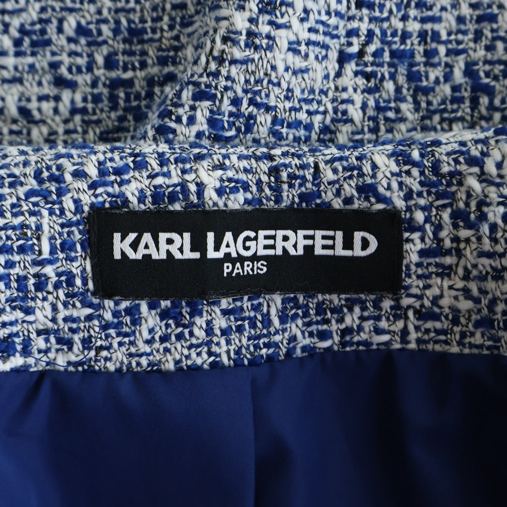 Karl Lagerfeld(カールラガーフェルト) ラガーフェルドツイードノーカラージャケット ライトジャケット ブルー レディース
