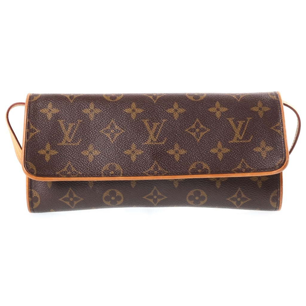 LOUIS VUITTON(ルイヴィトン) モノグラム ポシェットツインGM ショルダーバッグ ブラウン レザー×PVC M51852 レディース
