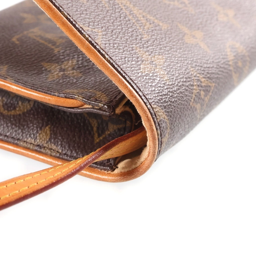 LOUIS VUITTON(ルイヴィトン) モノグラム ポシェットツインGM ショルダーバッグ ブラウン レザー×PVC M51852 レディース