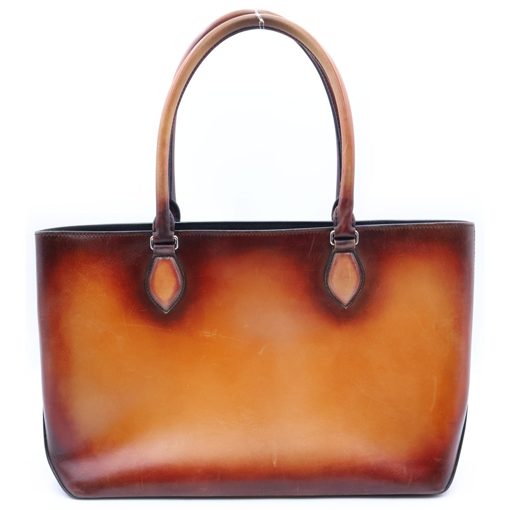 Berluti(ベルルッティ) トゥジュール ミニ ハンドバッグ トートバッグ ブラウンオレンジ レザー シルバー金具 レディース