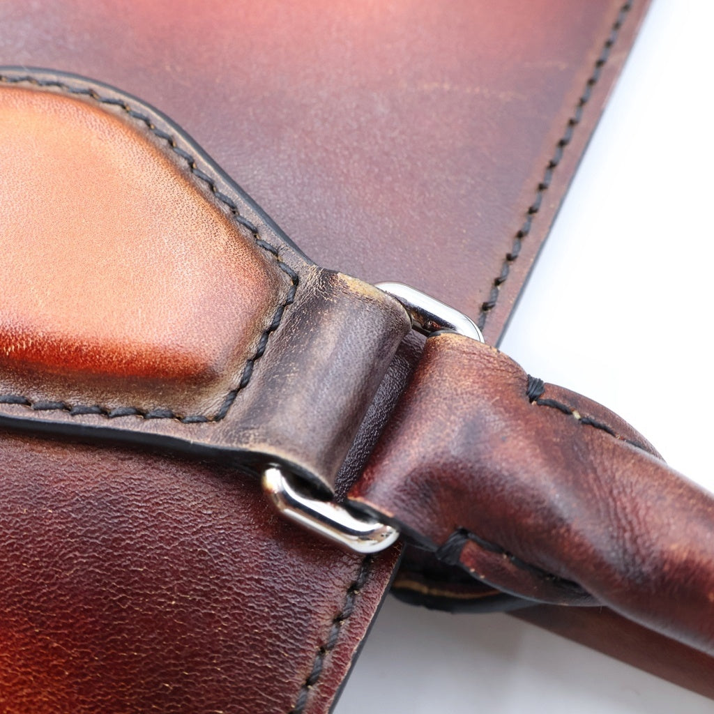 Berluti(ベルルッティ) トゥジュール ミニ ハンドバッグ トートバッグ ブラウンオレンジ レザー シルバー金具 レディース