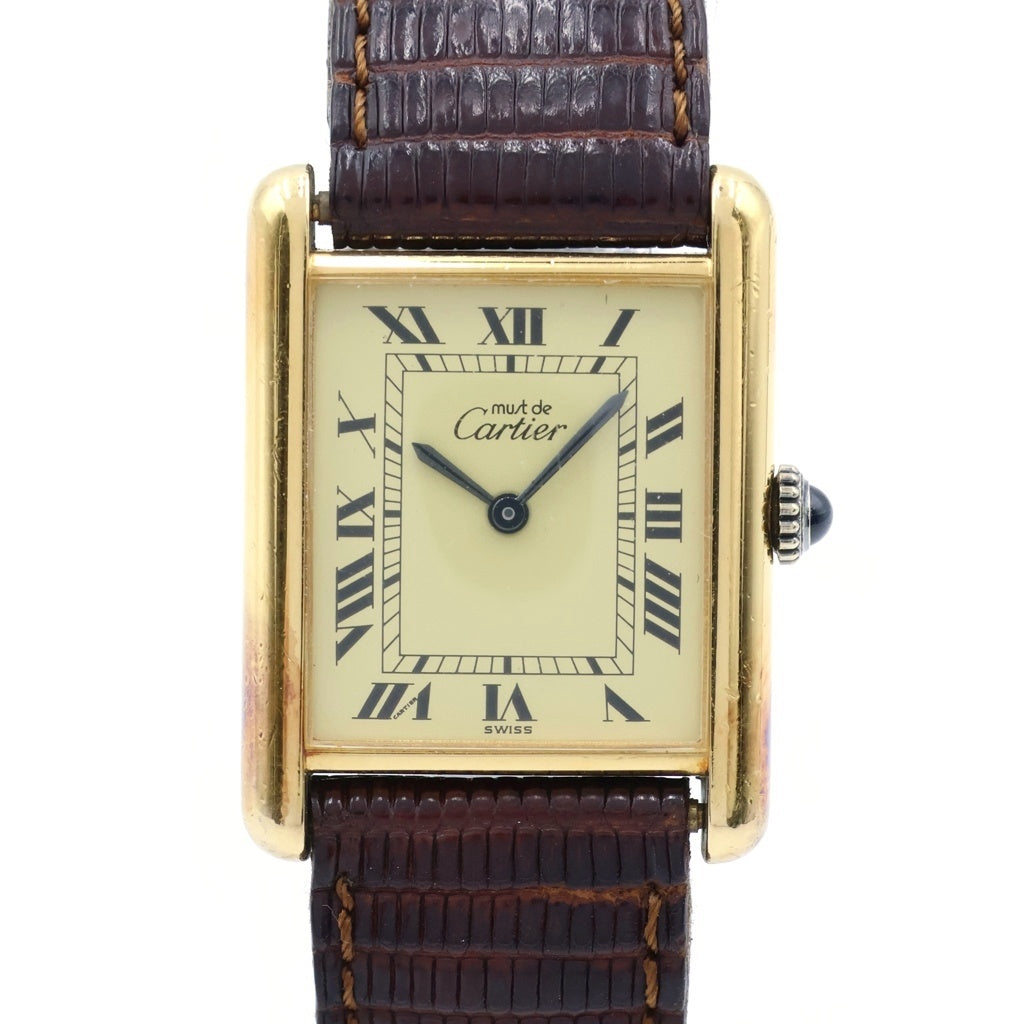 Cartier(カルティエ) マストタンクLM アイボリー文字盤 クォーツ SV×革/QZ W1002753 腕時計 レディース