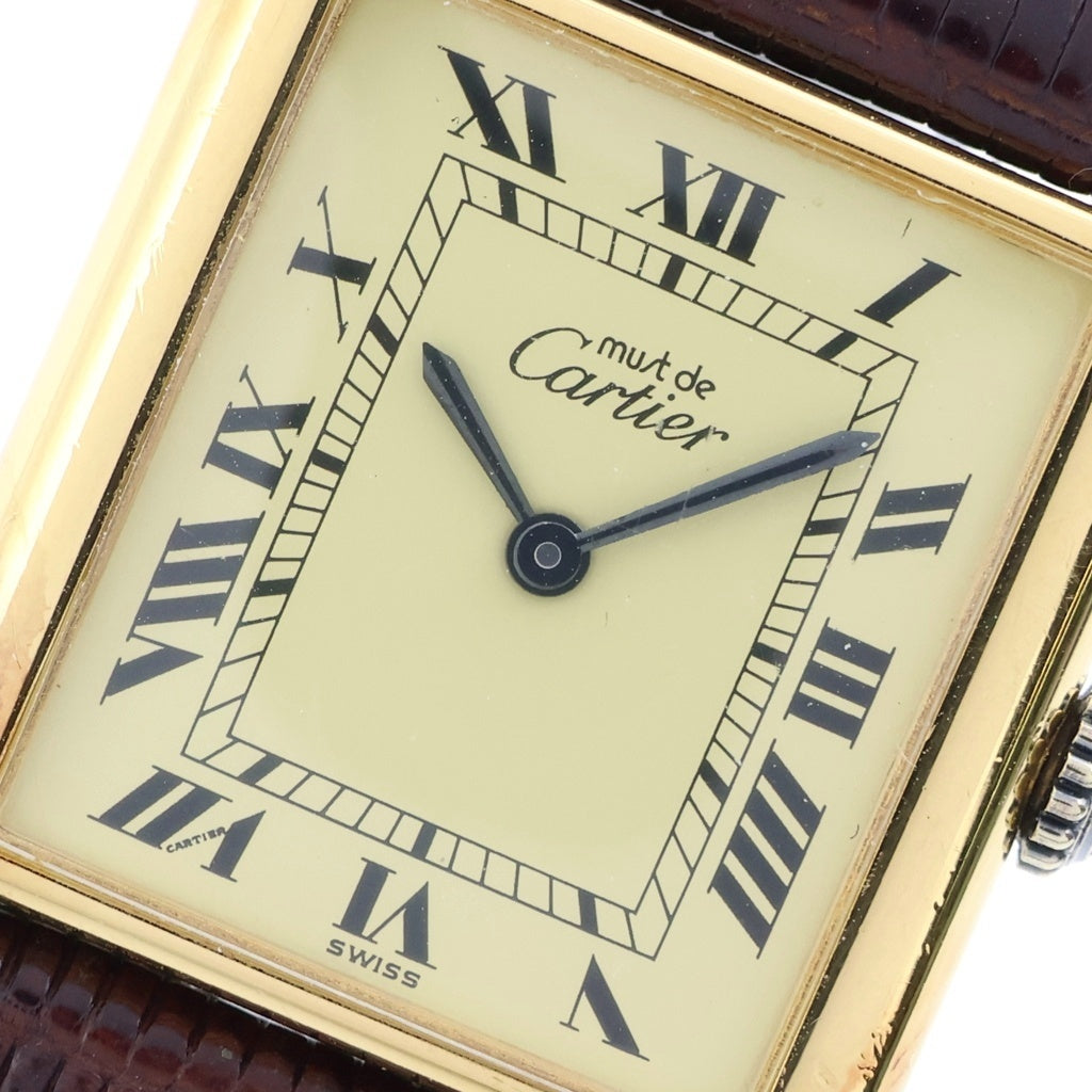 Cartier(カルティエ) マストタンクLM アイボリー文字盤 クォーツ SV×革/QZ W1002753 腕時計 レディース