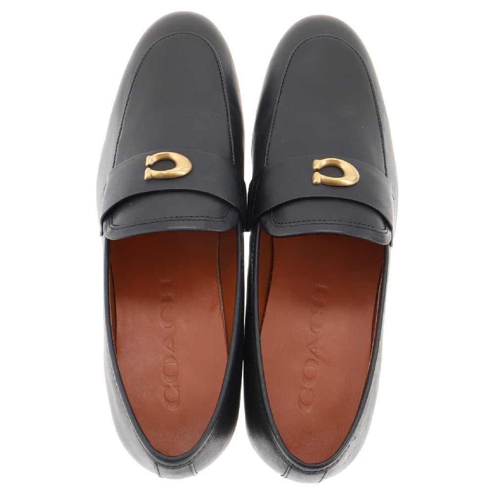 COACH(コーチ) スカルプテッド シグネチャー ローファー #9.5 ブラック レザー スリッポンタイプ 革靴