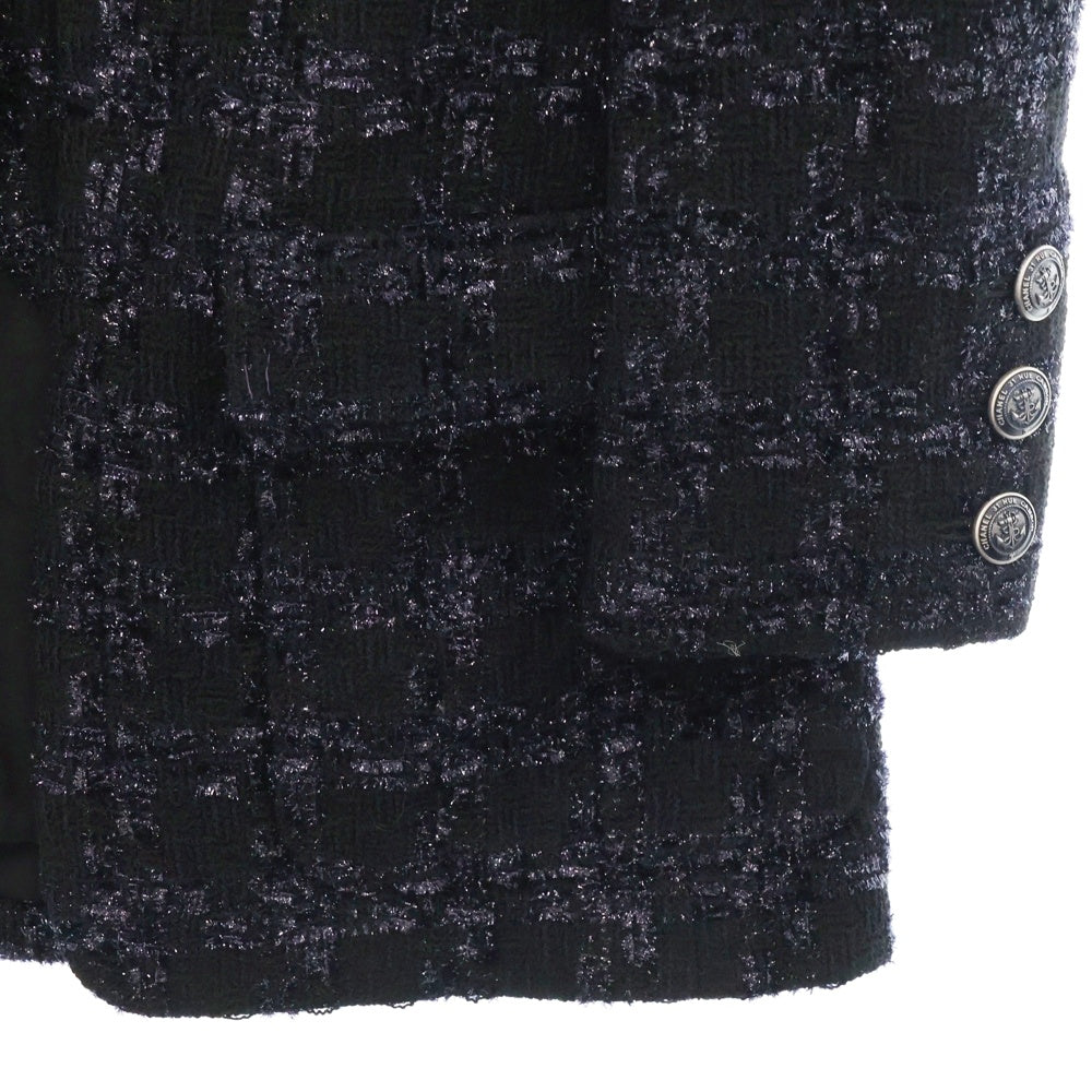 CHANEL(シャネル) ツイードジャケット イカリボタン ブラック×ネイビー ウール レディース