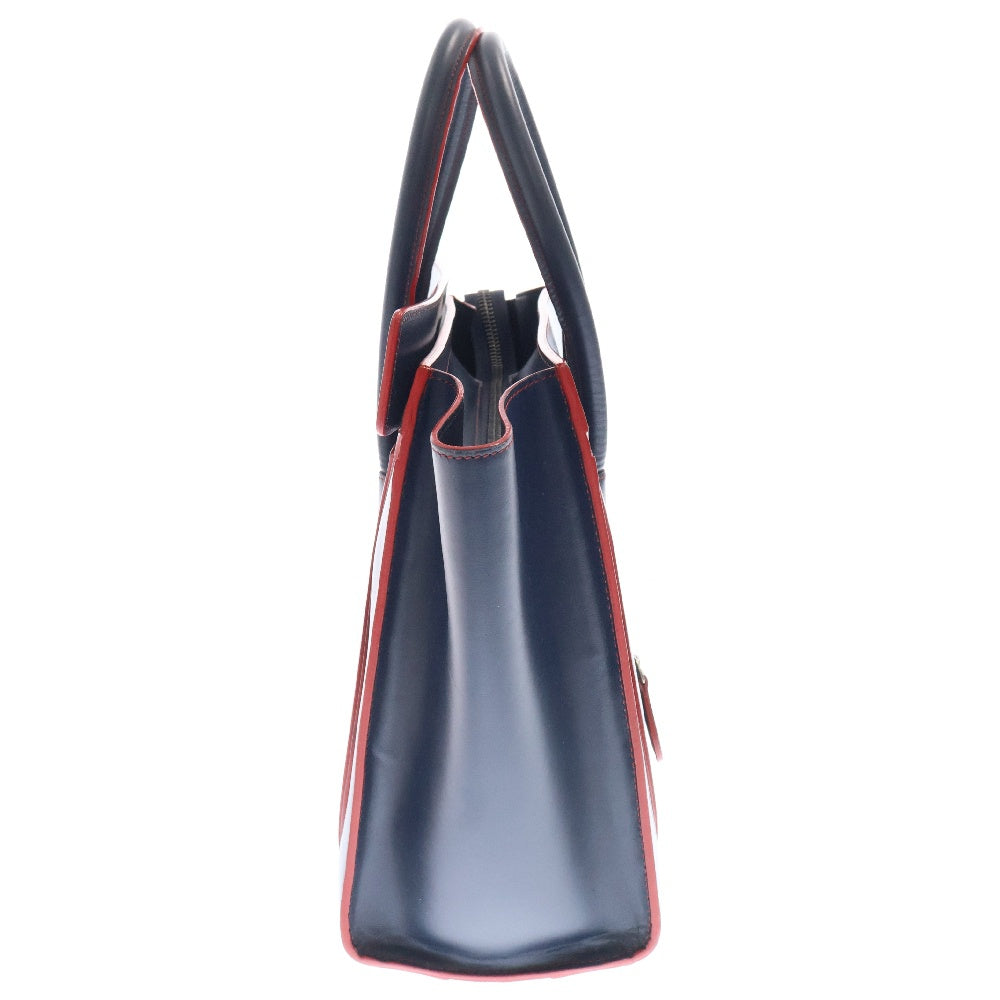 CELINE(セリーヌ) ラゲージ マイクロショッパー トートバッグ ハンドバッグ ネイビー×レッド レザー