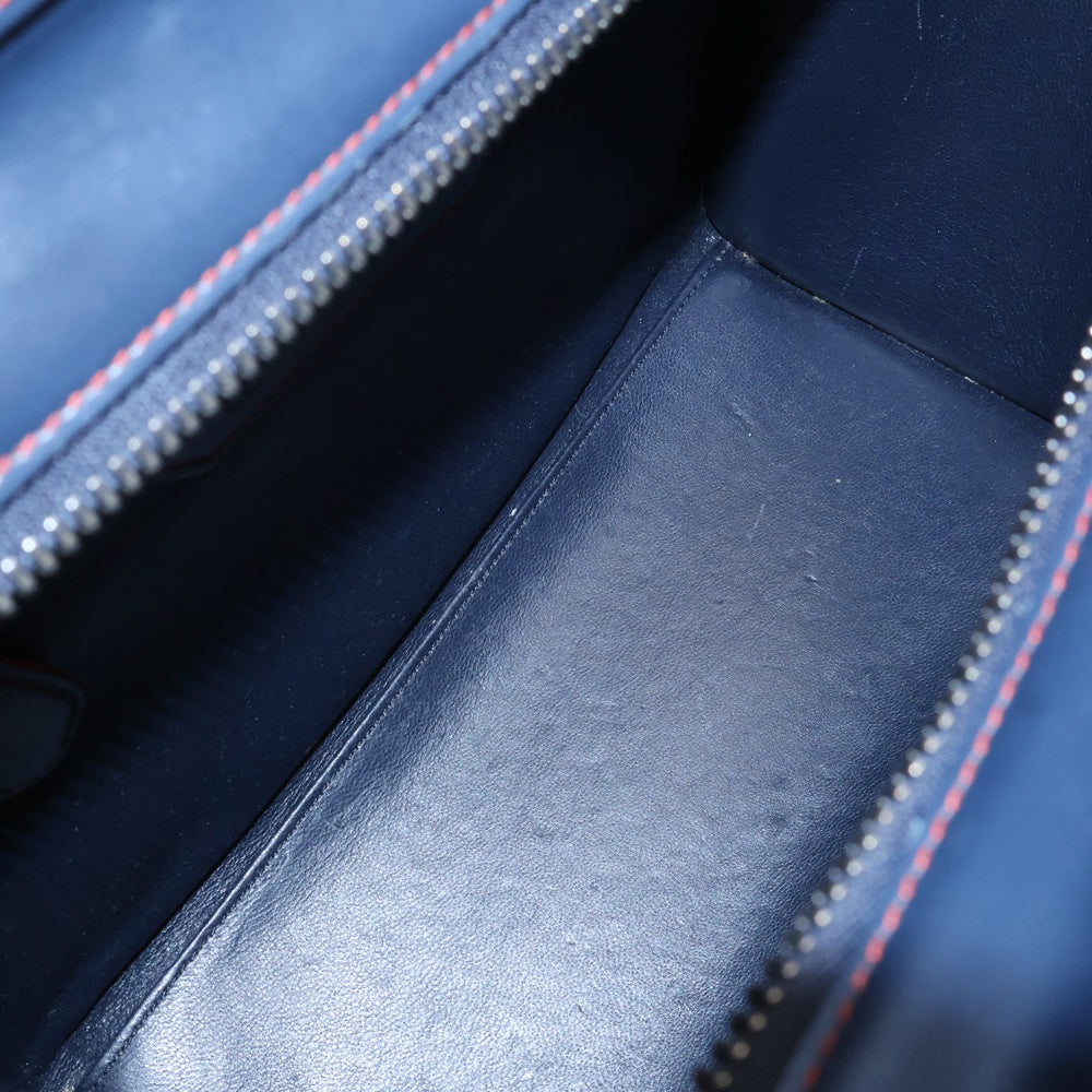 CELINE(セリーヌ) ラゲージ マイクロショッパー トートバッグ ハンドバッグ ネイビー×レッド レザー