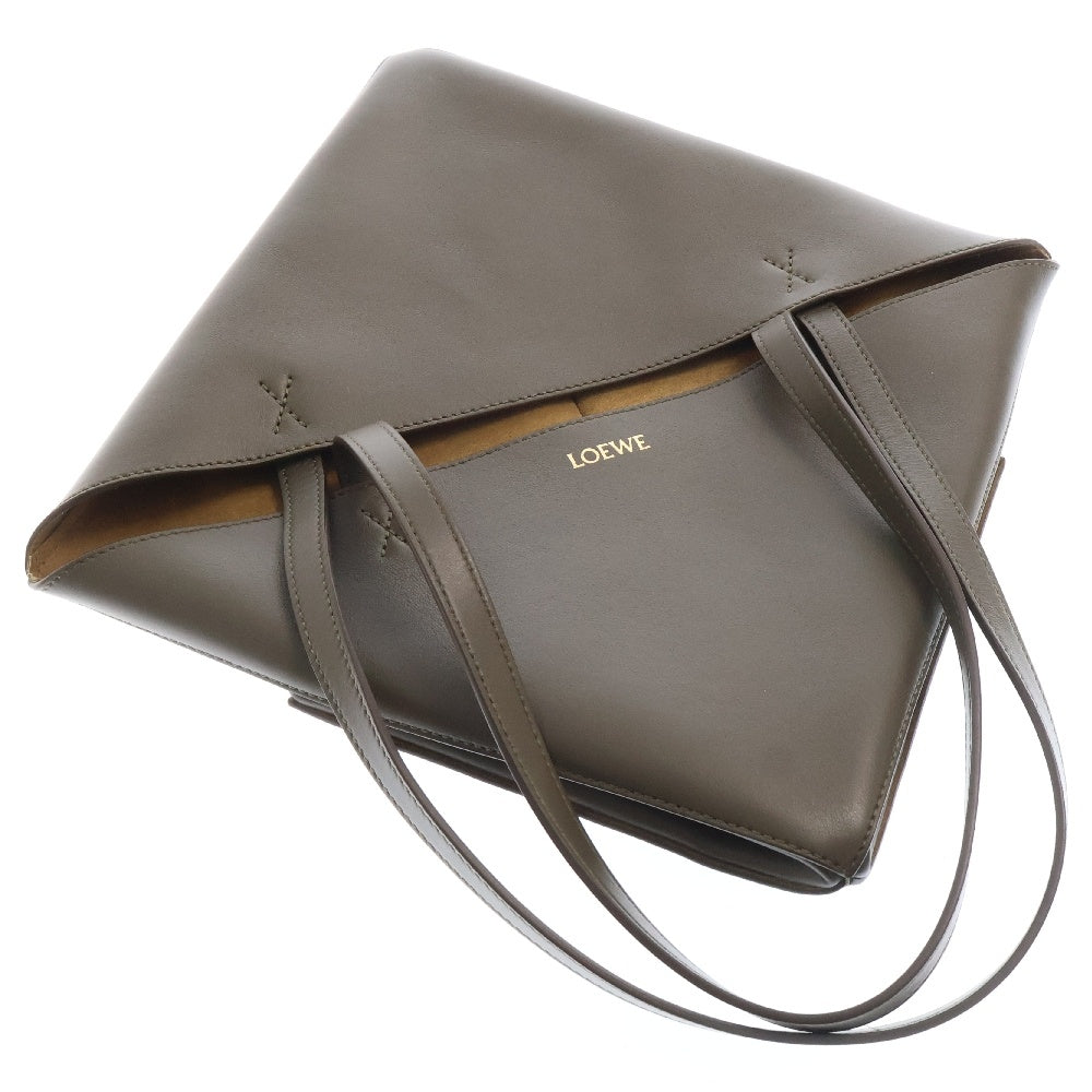 LOEWE(ロエベ) パズルフォルド トート ミディアム ハンドバッグ オリーブ シャイニーカーフ レザー