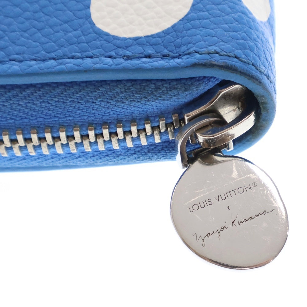 LOUIS VUITTON(ルイヴィトン) ×草間彌生 モノグラムアンプラント ラウンドファスナー ジッピーウォレット 長財布 ブルー×ホワイト M81954