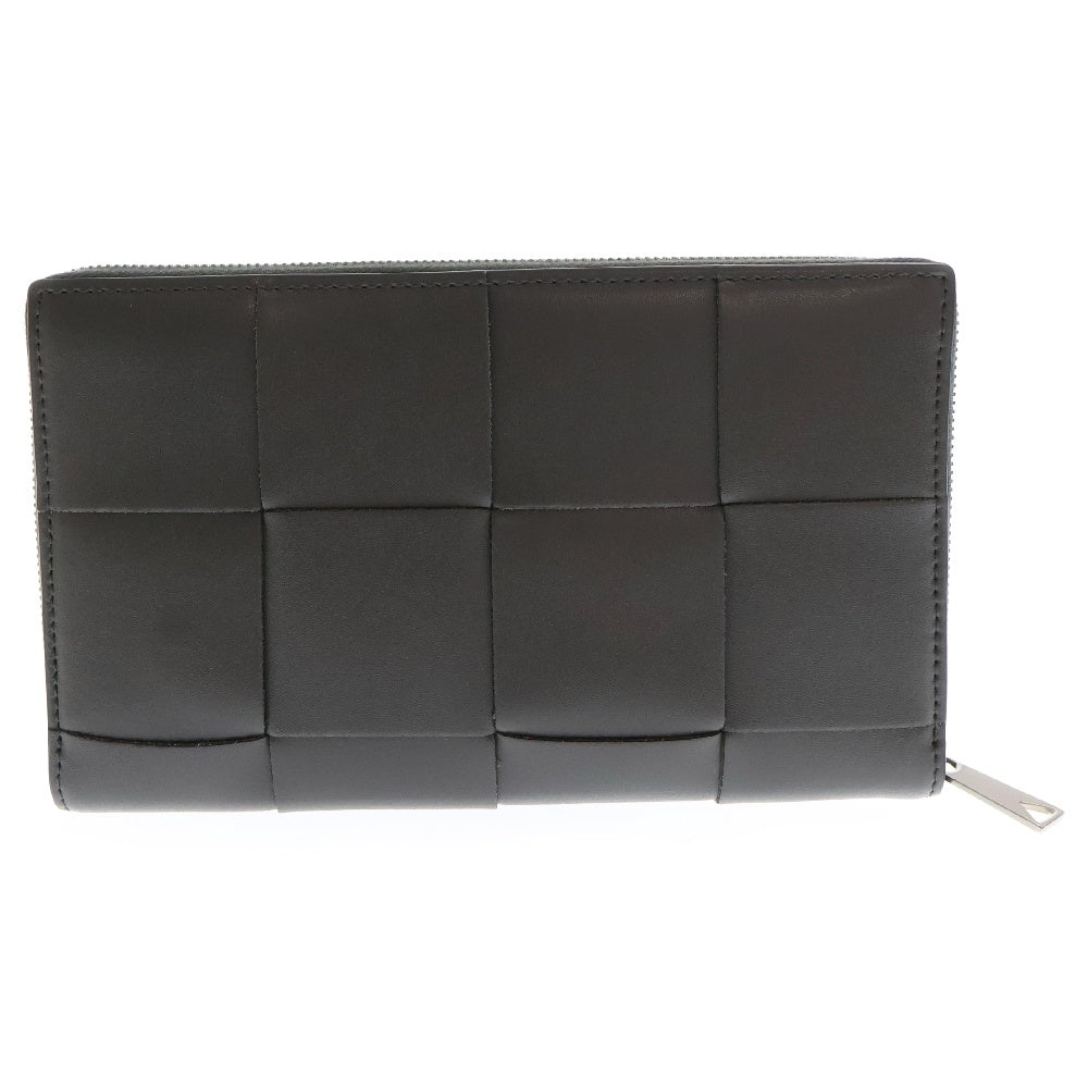 BOTTEGA VENETA(ボッテガヴェネタ) カセット イントレチャート ラウンドジップ長財布 ロングウォレット グレー