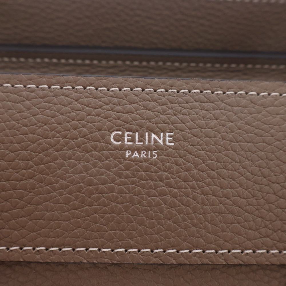 CELINE(セリーヌ) ラゲージ マイクロショッパー スリ レザー トートバッグ ハンドバッグ ブラウン シルバー金具