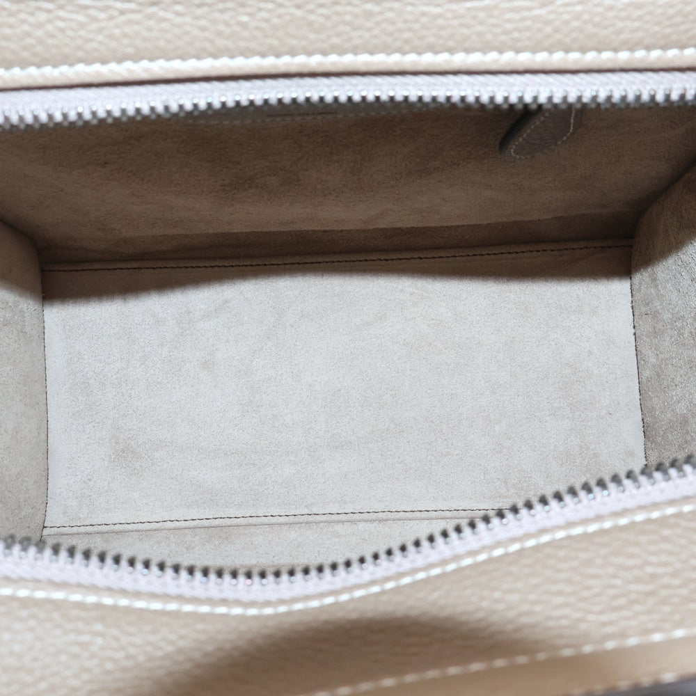 CELINE(セリーヌ) ラゲージ マイクロショッパー スリ レザー トートバッグ ハンドバッグ ブラウン シルバー金具