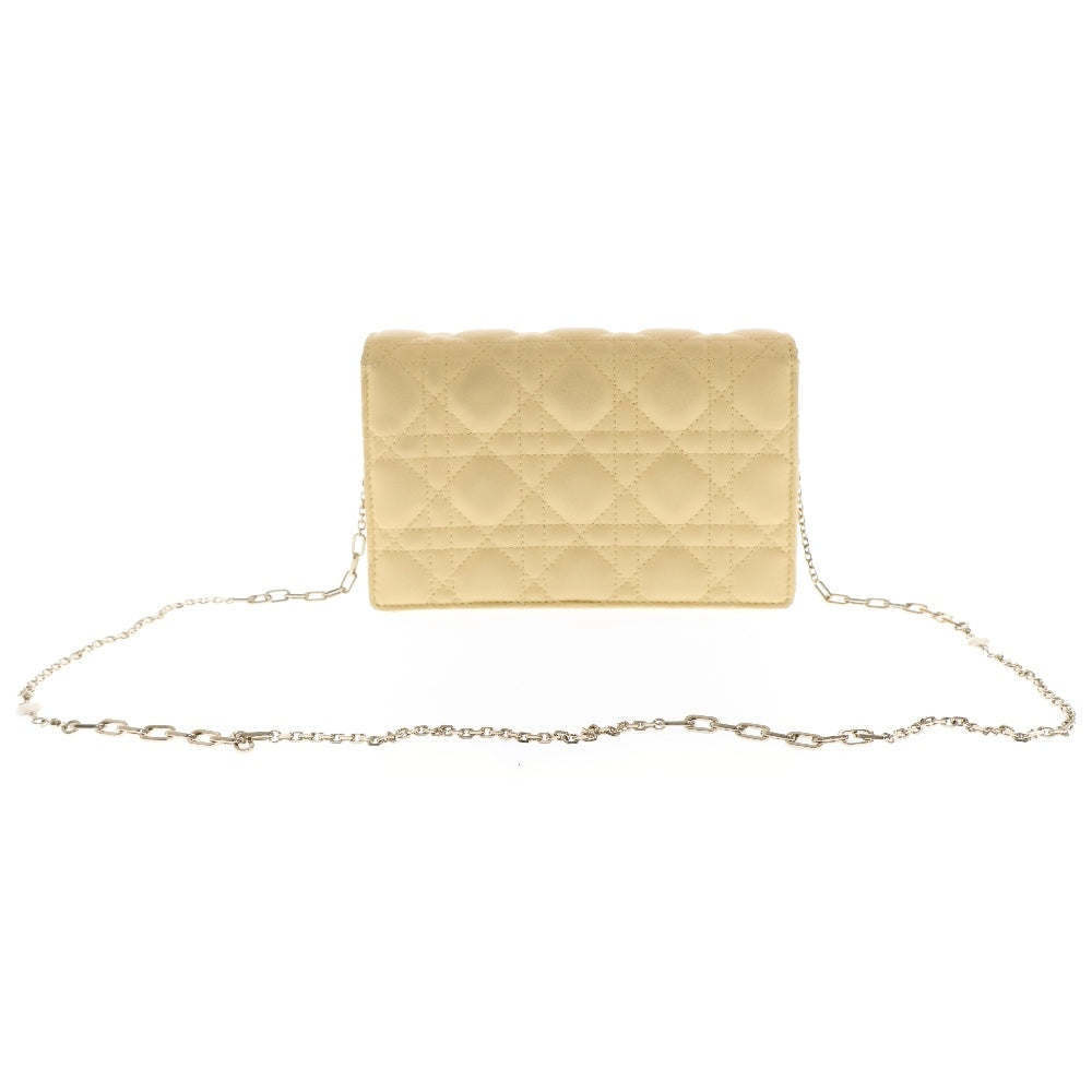 Christian Dior(クリスチャンディオール) カナージュ レザーチェーンウォレット ショルダーバッグ イエロー