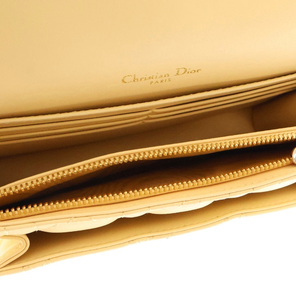 Christian Dior(クリスチャンディオール) カナージュ レザーチェーンウォレット ショルダーバッグ イエロー