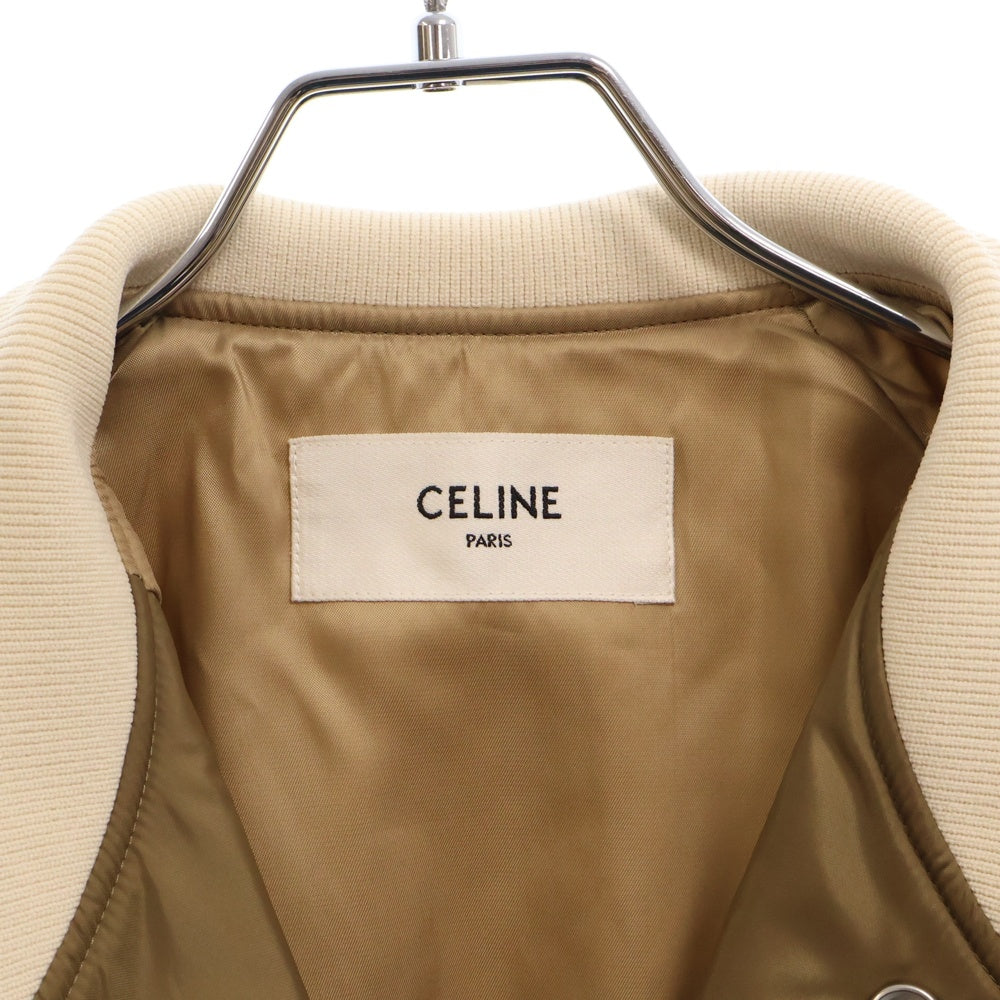 CELINE(セリーヌ) 23AW ロゴ テディジャケット アウター ブラウン カーキ キャラメル ナイロン 2W985905V