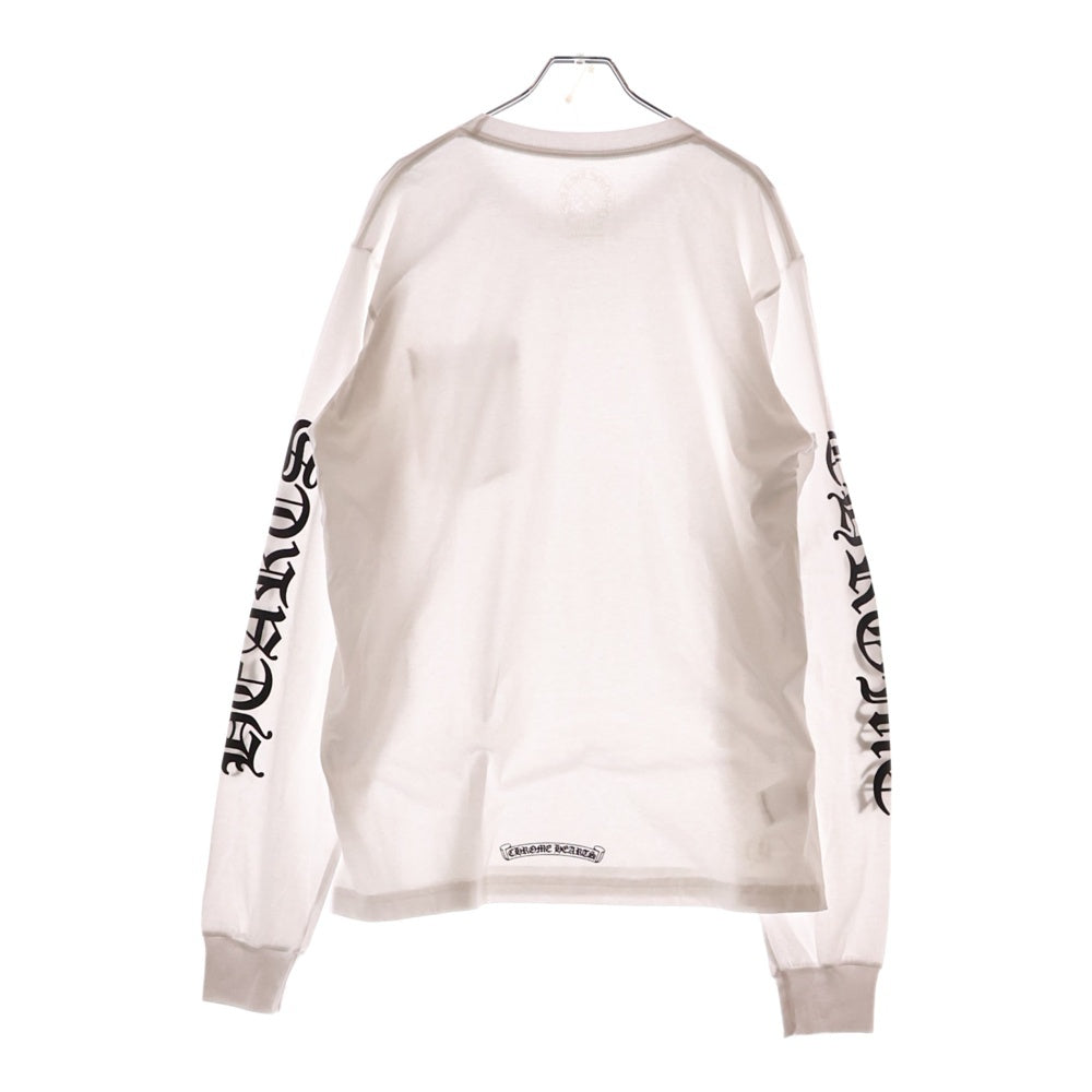CHROME HEARTS(クロムハーツ) Neck Logo L/S Tee ネックロゴ プリント長袖Tシャツ カットソー ホワイト