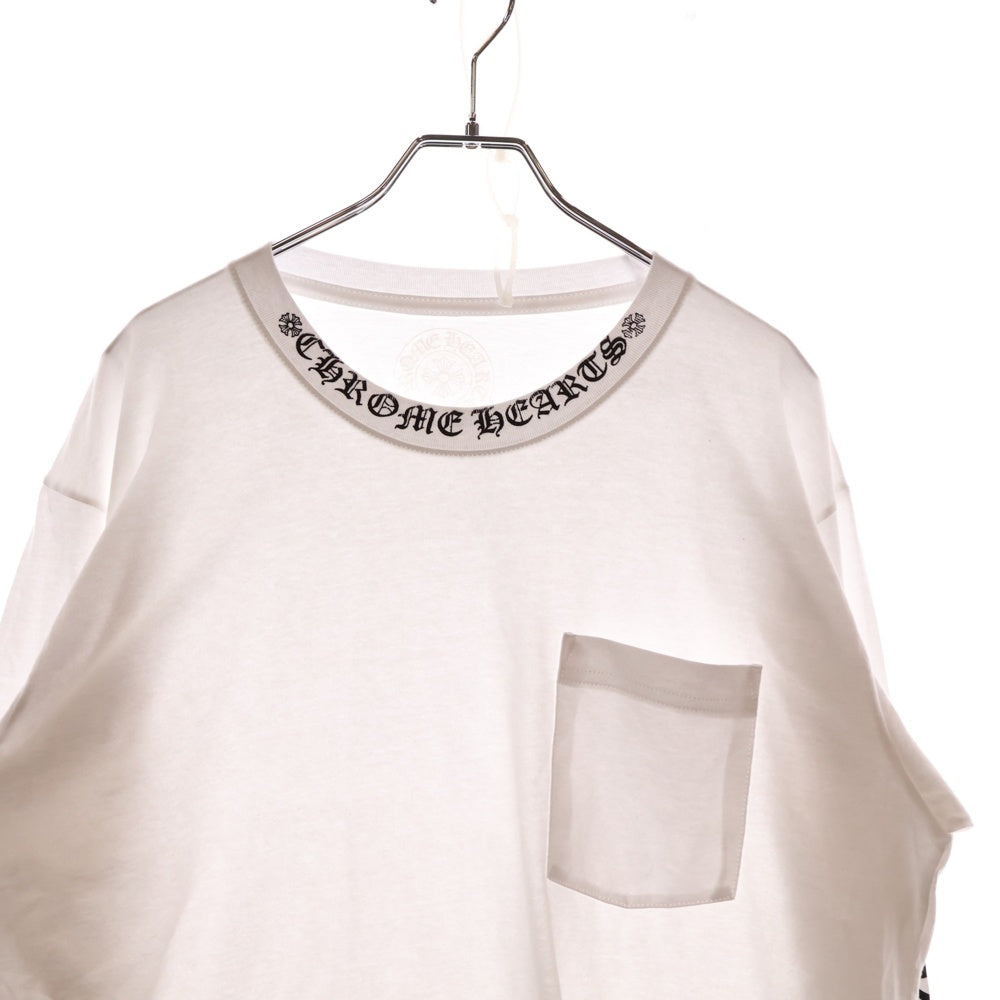 CHROME HEARTS(クロムハーツ) Neck Logo L/S Tee ネックロゴ プリント長袖Tシャツ カットソー ホワイト
