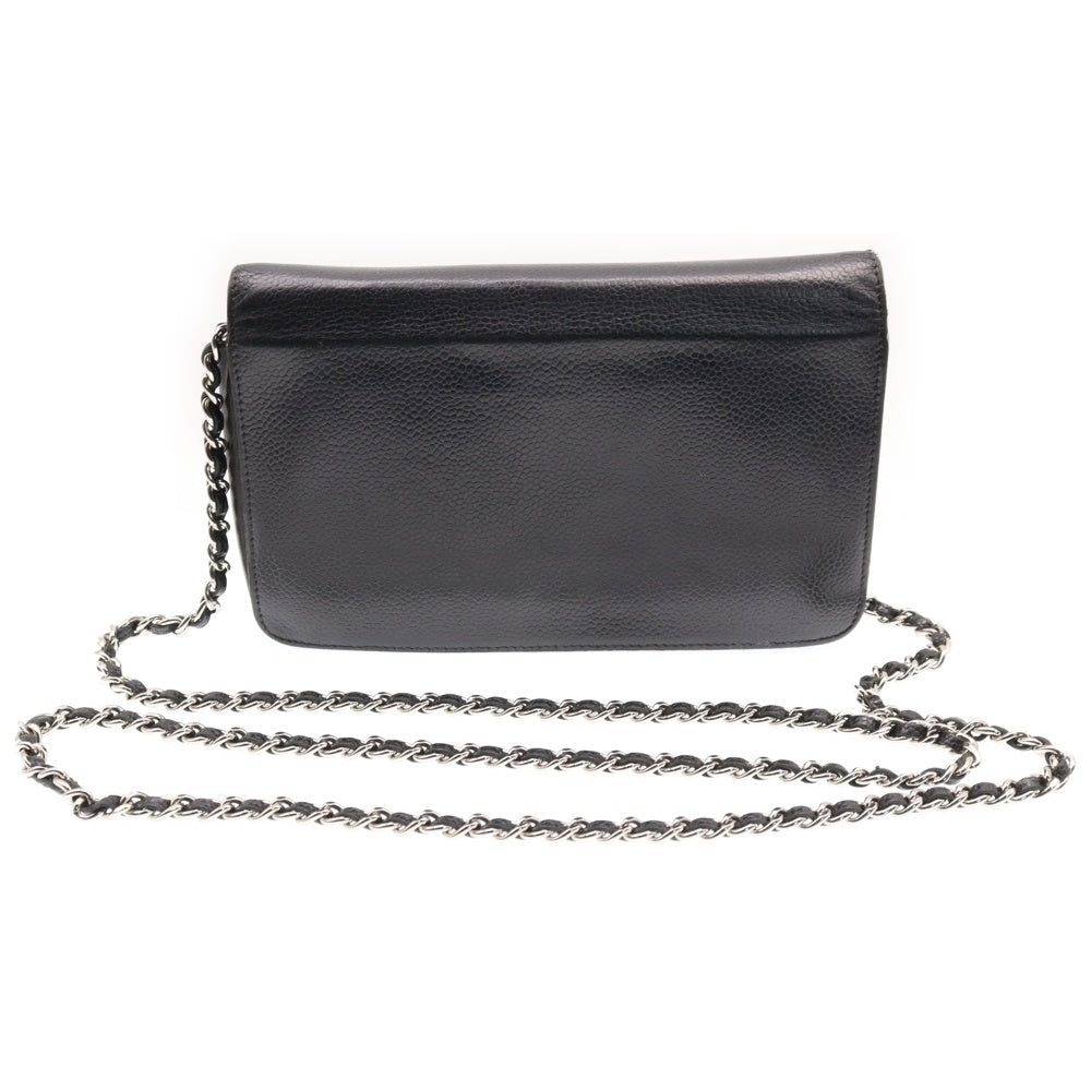 CHANEL(シャネル) ココマーク チェーンウォレット 黒 キャビアスキン SV金具