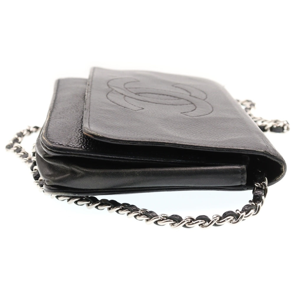 CHANEL(シャネル) ココマーク チェーンウォレット 黒 キャビアスキン SV金具