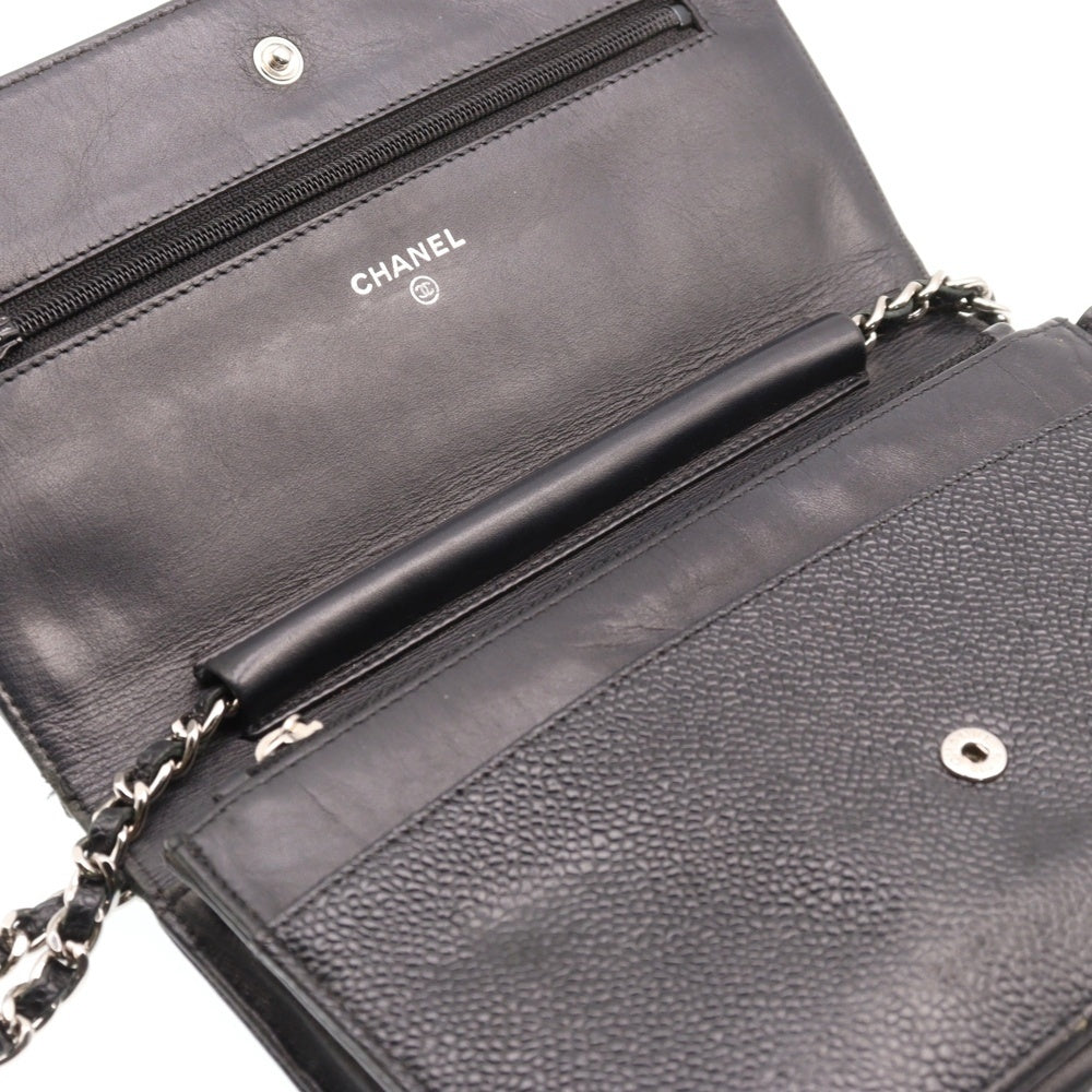 CHANEL(シャネル) ココマーク チェーンウォレット 黒 キャビアスキン SV金具
