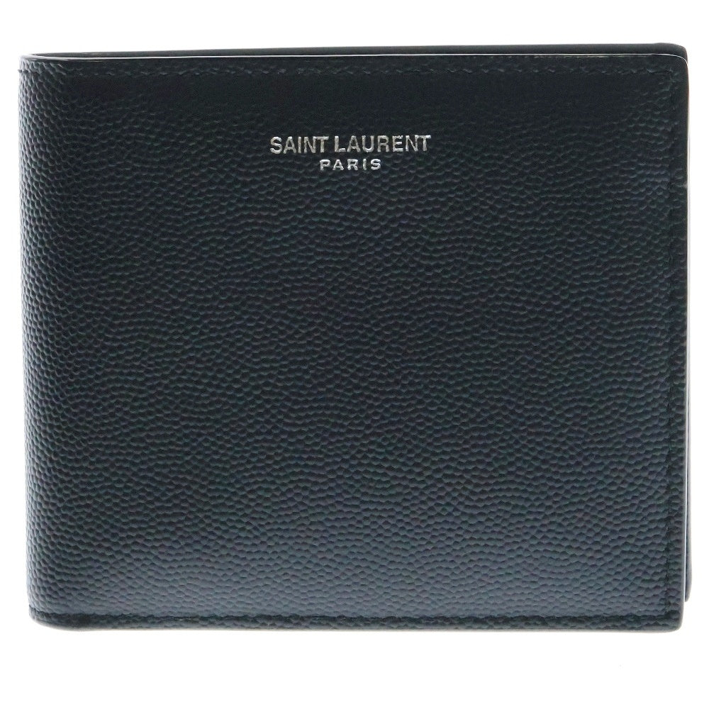 SAINT LAURENT PARIS(サンローランパリ) 二つ折り財布 ウォレット カードケース 二つ折り財布 ブラック グレインエンボスレザー 396303BTY0N1000