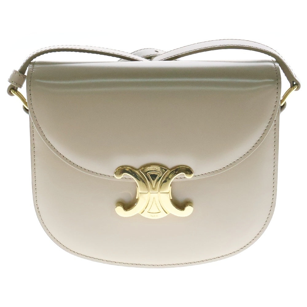 CELINE(セリーヌ) トリオンフ ブザス クレア シャイニーカーフスキン ショルダーバッグ ベージュ ゴールド金具 レザー