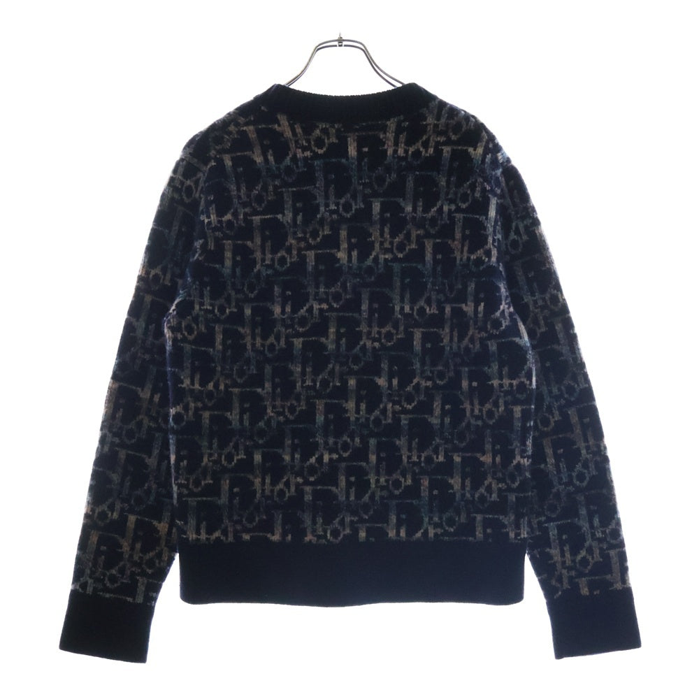 Christian Dior(クリスチャンディオール) 21AW オブリークジャガード ウールニット 長袖 ネイビー XL 193M638AT344