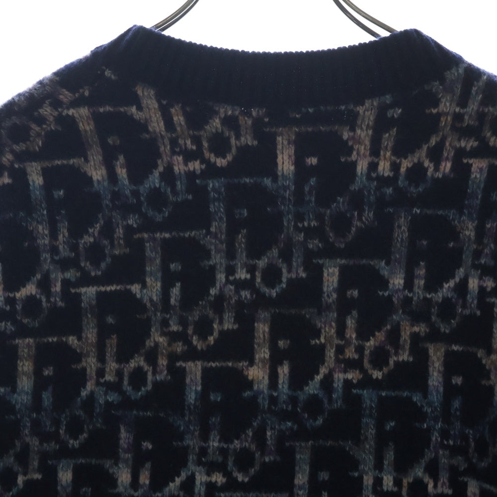 Christian Dior(クリスチャンディオール) 21AW オブリークジャガード ウールニット 長袖 ネイビー XL 193M638AT344