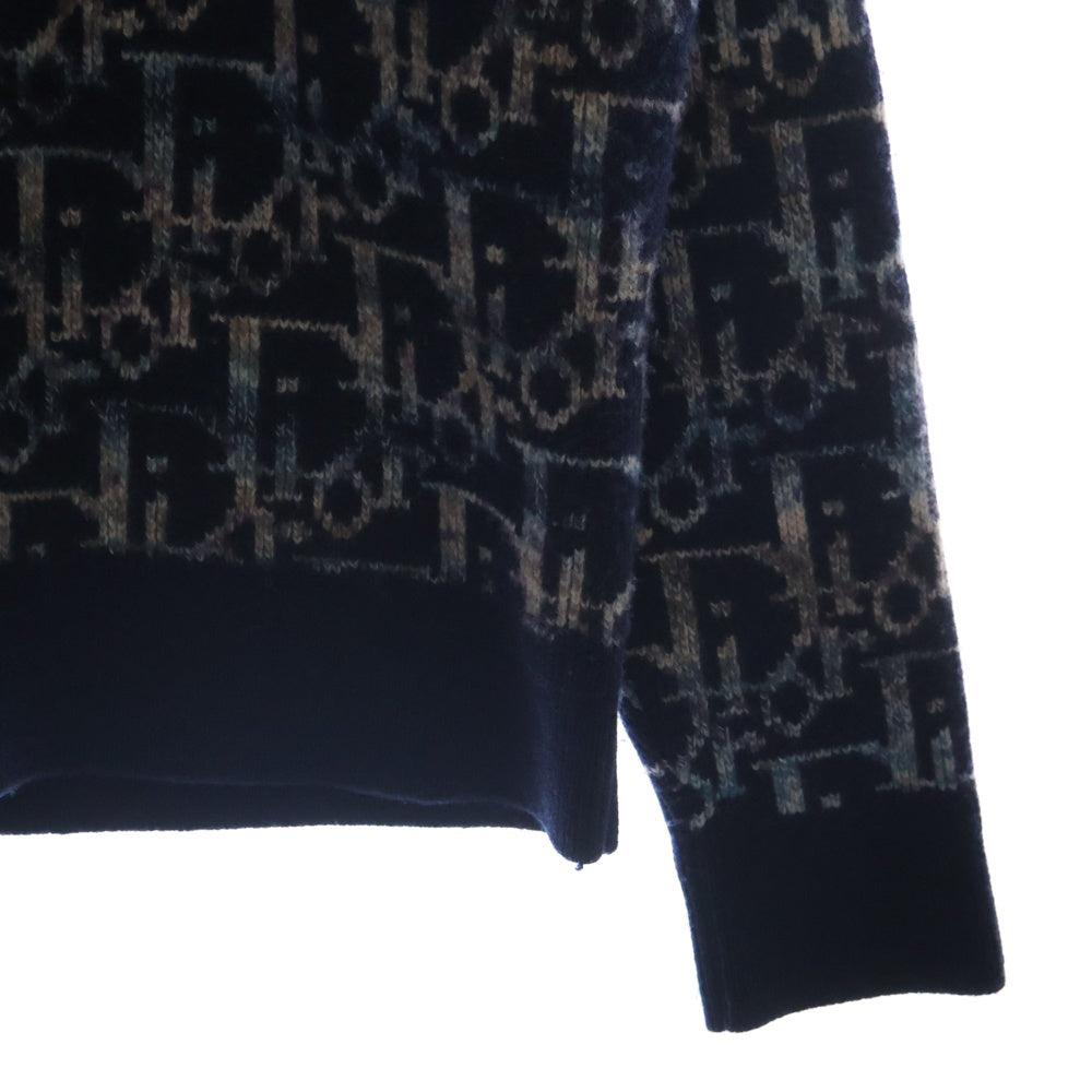 Christian Dior(クリスチャンディオール) 21AW オブリークジャガード ウールニット 長袖 ネイビー XL 193M638AT344