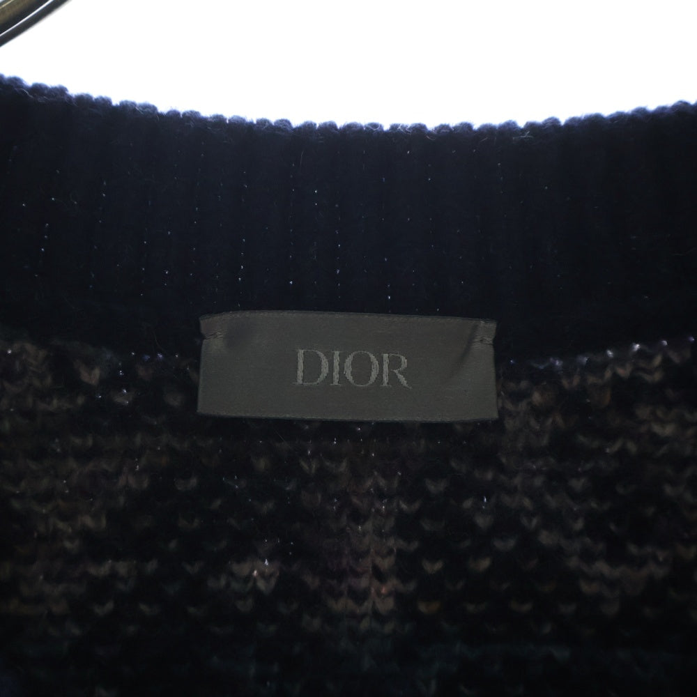 Christian Dior(クリスチャンディオール) 21AW オブリークジャガード ウールニット 長袖 ネイビー XL 193M638AT344