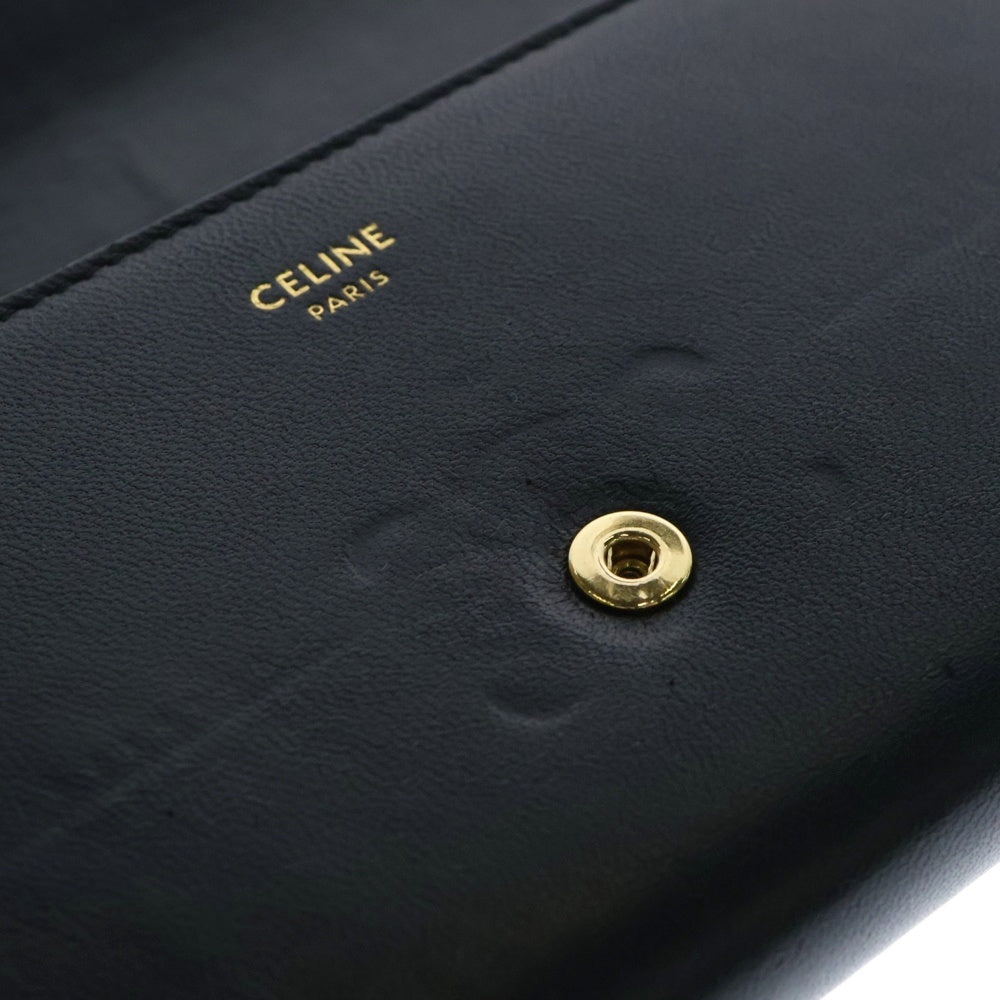 CELINE(セリーヌ) トリオンフ フラップロングウォレット 二つ折り長財布 ブラック レザー ゴールド金具 10E313BZG.38NO
