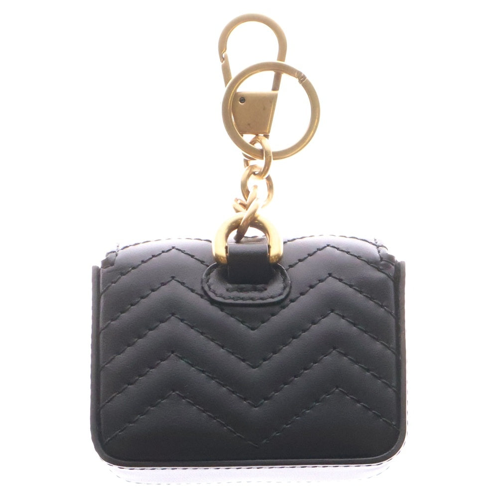 GUCCI(グッチ) GGマーモント キーチェーン 小物入れ バッグチャーム ゴールド金具 ブラック レザー 768275