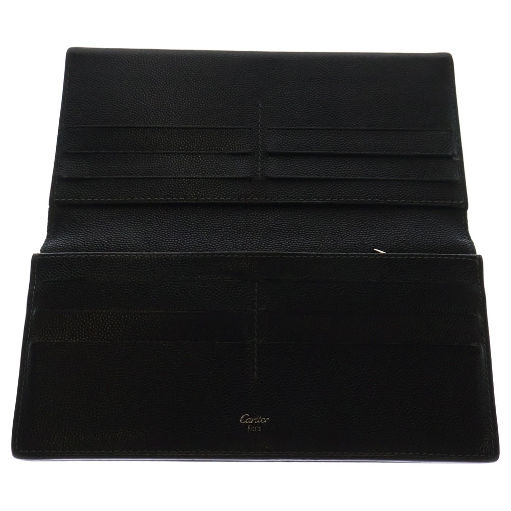 Cartier(カルティエ) サントスライン 二つ折り長財布 ロングウォレット カードケース シルバー金具 ブラック レザー