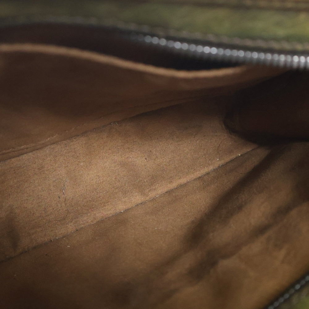 Berluti(ベルルッティ) カリグラフィ アンジュールガリバー ハンドバッグ カーキ ブラウン レザー シルバー金具