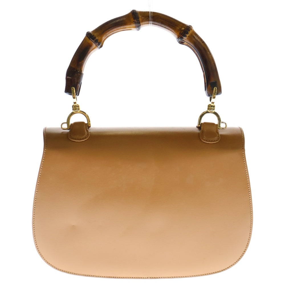 GUCCI(グッチ) オールドグッチ バンブー ターンロック レザー2WAハンドバッグ ショルダーバッグ ブラウン